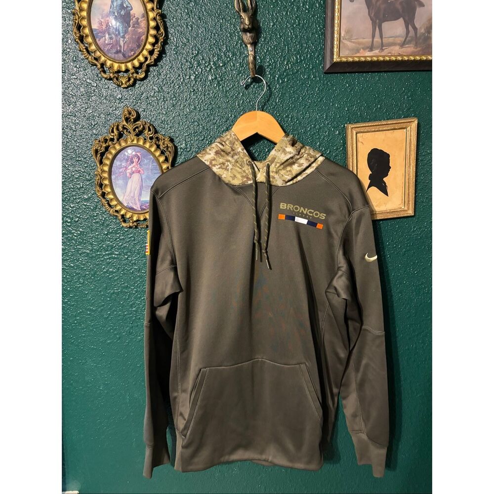 Nike X Broncos NFL Salute To Service Green Hoodie Sz Medium